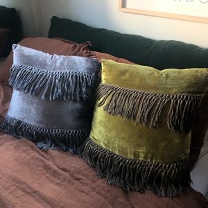 Emille Velvet Fringe Throw Pillow - Set